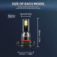 2pcs H11 9005/HB3 9006/HB4 5202 LED Car Fog Lights Bulbs, Headlight Bulbs, 6000K White Light, 25000 Lumens Brightness, Fit For Cars, Canbus Error-Free, Up To 50,000 Hours Lifespan - V1 - 查看 3