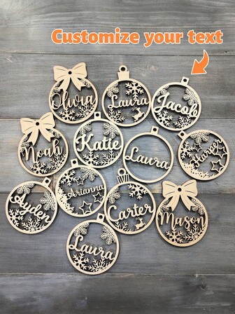 1PC Personalized Christmas Ornaments-8 Styles,Custom Christmas Tree Decor, Wood Xmas Decor, Laser Cut Names, Christmas Bauble, Gift Tags, Your Logo,Personalized Christmas Ornament,Custom Christmas Tree Decor,Christmas Gift ,Personalized Gifts