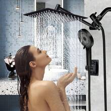 Matte Black Shower Head Combination Set, Including 10 Inch Square Overhead Shower Head, Three-Function Hand Shower , With ABS Angle Adjustable Extension Arm And 60 Inch Extra-Long Hose, Three-Way Water Diverter, Suitable For Bathrooms, B & Bs And Hotels, Summer Home Bathroom Decoration,Bathroom Accessories,Shower Stuff - 霧面黑色-10寸 - 查看 1