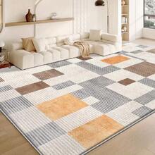 这款大尺寸现代简约风格的橙白相间地毯，饰以个性化几何图案，融合了独特的当代美学，完美契合各种家居装饰风格。地毯采用高密度材料制成，背面防滑，增强摩擦力，尤其适合厨房使用。 - 彩色 - 查看 4