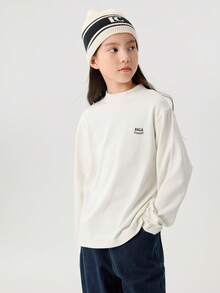 Balabala Camiseta de manga larga para niña preadolescente, Otoño/Invierno 2025, Parte superior de corte holgado para niños y niñas, Uso diario