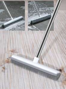 Brosse de nettoyage pour sol et mur 2-en-1, brosse à récurer en silicone avec raclette - manche long, convient pour la salle de bain, les toilettes, les fenêtres et le verre, pour nettoyer les poils d'animaux de compagnie