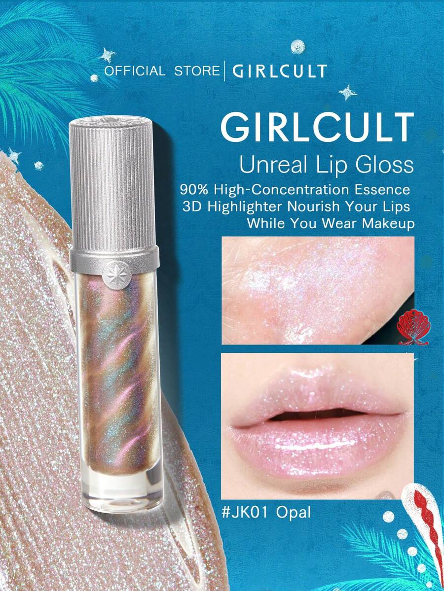GIRLCULT Unreal唇彩JK01，水润光泽妆效，轻盈水润质地。蕴含梦幻细腻珍珠成分，丰盈双唇，打造饱满妆感。清爽不黏腻，带来舒适感受。打造专属妆容。适合日常使用及馈赠亲友。3.8毫升/0.13液盎司