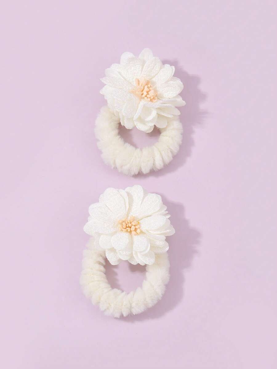 زوج من أربطة الشعر الزهرية ثلاثية الأبعاد، جميلة للاستخدام اليومي، للجمال، حاملات الذيل، أربطة الشعر، حبال الشعر