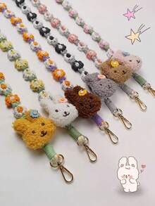 Cordón para teléfono móvil cruzado que se puede llevar, tejido a mano con flores, accesorio de moda para mujer, pequeño y fresco, bolsa de compras, senderismo, viaje, correa para el hombro, funda para teléfono universal con abejita