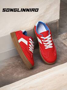 SONGLINNIAO Plus Size Casual Lace-Up Round Toe Fashion Sneakers For Women, Autumn