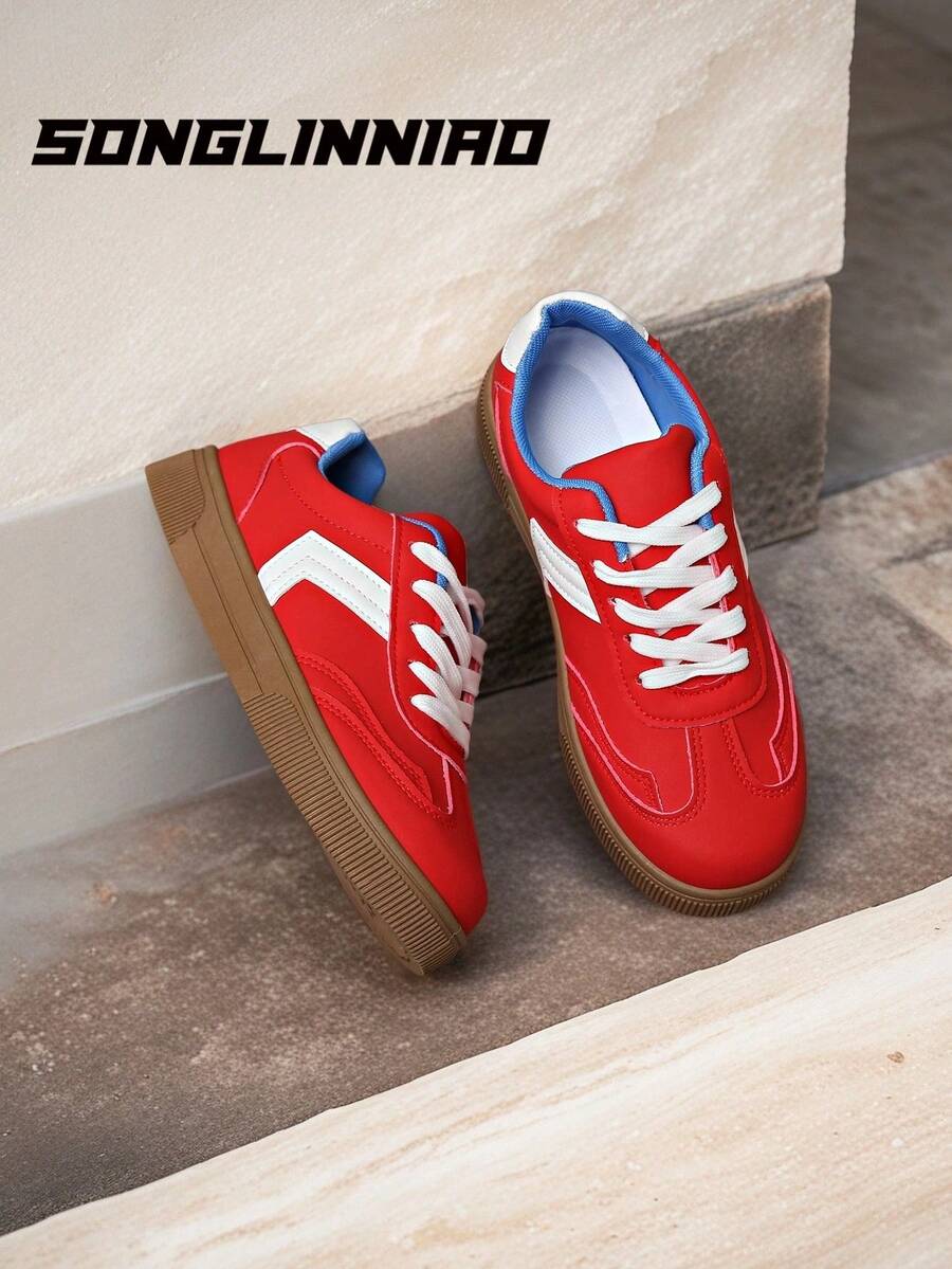 SONGLINNIAO Plus Size Casual Lace-Up Round Toe Fashion Sneakers For Women, Autumn