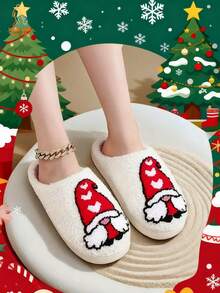 带孩子出门散步！一双时尚可爱的圣诞老人毛绒拖鞋，男女皆宜。生日礼物、圣诞礼物、惊喜礼物、圣诞必备品、毛绒拖鞋、温暖圣诞、雪人毛绒拖鞋 - 白色 - 查看 3