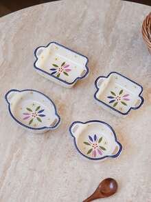 1 pièce Plat à trempette en céramique avec fleur jaune de Noël, assiette à collation et dessert en forme de feuille colorée. Convient pour la décoration de la table de Noël, les fêtes de vacances, les desserts, la crème glacée et les puddings. Cadeau.