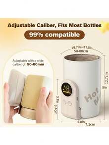 Upgrade Portable Bottle Warmer For Travel, 6 Temperature Settings With Smart Control & Night Light Display, Fast Heating, Long-Lasting Warmth 5-8H For Baby Feeding On-The-Go, Portable Travel Baby Bottle Warmer,Smart Portable Baby Bottle Warmer