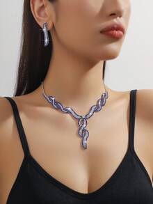 3pcs/Set Fashionable New Diamond Studded Women's Jewelry Necklace, Earrings, Elegant Women's Jewelry Set, Suitable For Women To Wear In Daily Wear, Engagement, Wedding, Party, Banquet Occasions, The Best Choice For Holiday Gifts.