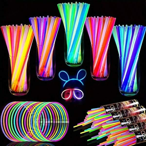 100 bastões luminosos, bastões luminosos brancos para casamento, decorações para festas, que brilham no escuro por 10 a 12 horas. Podem ser usados para fazer pulseiras, colares, etc., feitos em casa. Adequados para festas, reuniões, bares, festas de aniversário e outras ocasiões.