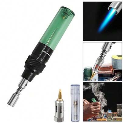 1/12-Piece Portable Gas Soldering Iron, Aluminum Body, 4-In-1 Repair Tool Set, Replaceable Soldering Tips, No Batteries Required, Suitable For Home And Professional Use, Professional Soldering Equipment, Compact Soldering Kit, Durable Construction, Soldering Station