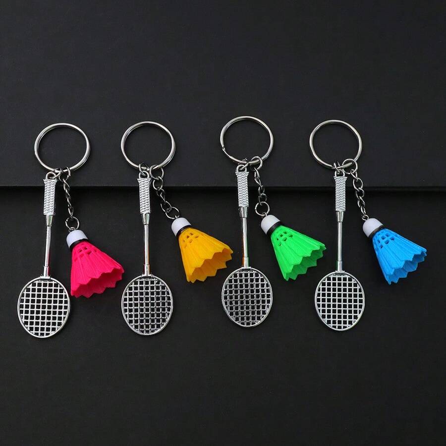 Cross-Border Badminton Pendant Keychain Simulation Mini Badminton Racket Key Ring Backpack Pendant Sports Gift