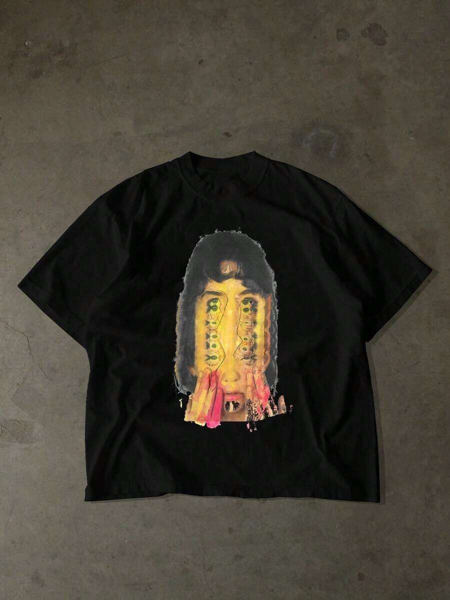 Nueva camiseta estampada de moda hip hop para hombres - Negro - Ver 1