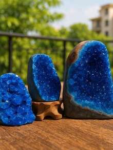 1pc Blue Crystal Cluster, Vivid Crystal Cluster - Unique Holiday Gift - Suitable For Home And Office Decor - Blue - View 3