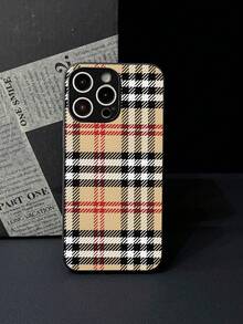 1件装黑色奢华复古格子PU皮革印花防震磨砂手机壳，创意时尚设计，男女皆宜，是送给朋友、家人、同事、情侣、学生、老师的绝佳礼物，适合生日、节日、春季、复活节等场合，兼容 13/16/15/14/13/12/11/Pro/ProMax/X/XR/XS/XSMAX/7/8/PLUS、Galaxy S25、S25 Ultra、S24 Ultra、S24、S23+、S23 Ultra等，周年纪念派对适用。 - 彩色 - 查看 3