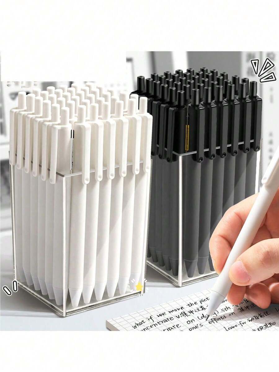 10 pièces/paquet Stylos à bille rétractables noir et blanc, stylos de haute qualité pour examens, pointe de 0,5 mm, encre séchant rapidement, fournitures scolaires, rentrée des classes