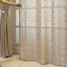 单片浪漫花卉樱花图案窗帘，适合客厅、餐厅、卧室、阳台、波西米亚风格窗帘、卧室窗帘、客厅窗帘、公主房、儿童房的季节性装饰 - 咖啡棕 - 查看 7