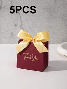 5/10 piezas Cajas de regalo mini, cajas de papel de especialidad de unicolor con texto "Gracias" en dorado, decoradas con cinta de satén y lazo. Adecuado para contener dulces, aperitivos, chocolates y pequeños regalos de Navidad. También aplicable para bodas, fiestas, celebraciones de cumpleaños y decoraciones navideñas. - caja de gracias - Ver 15