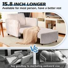 ZZW Sleeper Chair 84" Extra Long Convertible Chair Bed Upgraded 3-In-1 To 4-In-1 Pull Out Chair & Single Sofa Bed For Adult Sleeping Chair For Living Room & Small Space - Khaki - View 3