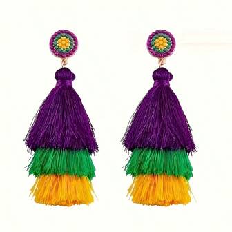 Boucles d'oreilles de style quotidien et polyvalentes pour femmes, boucles d'oreilles pendantes à géométrie symétrique exagérée, boucles d'oreilles de fête élégantes, boucles d'oreilles à gland personnalisées pour le carnaval