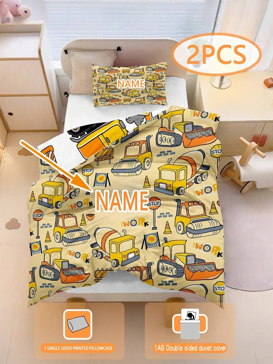 Bộ chăn ga gối trẻ em hoạt hình in hai mặt 100% Polyester tùy chỉnh (1 vỏ gối in một mặt + 1 vỏ chăn in hai mặt), Bộ chăn ga gối trẻ em/mẫu giáo, Vỏ chăn in kỹ thuật số họa tiết dễ thương, Vỏ chăn và vỏ gối cho trẻ mới biết đi, trẻ sơ sinh, trẻ nhỏ (Kích thước vỏ gối 90 * 200/135 * 200 là 50 * 75) - Nhiều màu - Xem 1