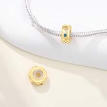 CYCUFF 1 Hạt charm mạ bạc hình mặt trời, mặt trăng và ngôi sao mạ vàng 18K dùng làm vòng tay, vòng cổ, trang sức tự làm, quà tặng sinh nhật phù hợp cho phụ nữ - Vàng - Xem 2
