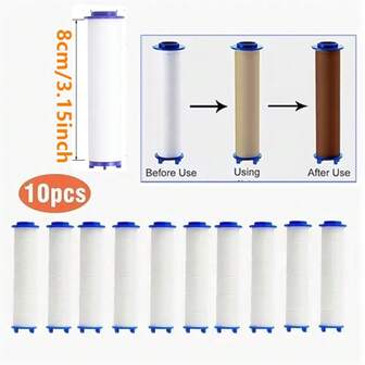 10 pièces Filtre de douche de rechange pour pomme de douche tenue, filtre à eau de douche à haut débit pour éliminer le chlore, le fluor et l'eau dure, filtre PP pour pomme de douche de salle de bain, fournitures de salle de bain, accessoires de salle de bain
