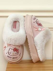 SANRIO 2025冬季新款毛绒拖鞋，3D豹纹蝴蝶结加厚柔软内里 - 优雅公主拖鞋，派对拖鞋，升级静音鞋底，保暖舒适，家居拖鞋 - 透气无异味，女士拖鞋，情侣拖鞋，粉色/棕色（尺码偏小） - 粉色 - 查看 5