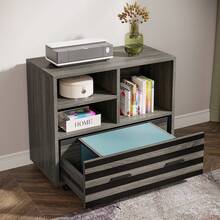 Tribesigns 62.2" Executive Desk With Mobile File Cabinet, L-Shaped Office Desk With Storage Shelves, Large Computer Desk Business Workstation Set For Home Office, Dark Gray