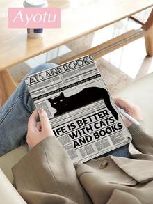 一套报纸猫咪图案平板电脑保护套,兼容 iPad 10 代、iPad 10.2/Mini 6/Mini 7/9.7、Galaxy Tab A9 Plus、Kindle(11 代 - 2024 年)、Kindle Paperwhite(12 代 - 2024 年),时尚简约设计,绝佳节日礼物 - 彩色 - 查看 4