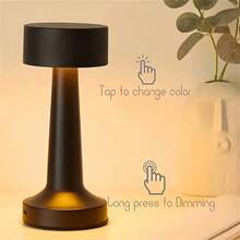 1pc Portable Metal LED Desk Lamp, Wireless Metal Table Lamp, 3-Color Touch Control Rechargeable Light, 3-Level Brightness Adjustable, Suitable For Room Decor, Bedside, Dining Room And More - Multicolor - View 12