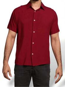 JL KIT 2 Short Sleeve Summer Viscose Shirt, Breathable And Skin-Friendly, Suitable For Business Casual Or Relaxing Moments - Rượu vang trắng đỏ - Xem 4