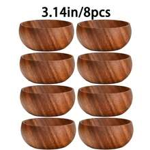 1/2/4/8pcs 3.14in/4.92in/5.51in/6.3in Handcarved Gourd Shaped Wooden Bowls - Rustic Wooden Salad/Snack Bowls, For Popcorn, Pasta, Candy, Cereal, Coconut Spread, Appetizers, Kitchen