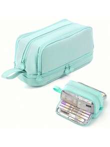 1 pieza Estuche de lápices personalizado - Nombre personalizado - Patrón de letra personalizado - Bolsa de lápices de gran capacidad y multicapa simple, duradera, útiles escolares para estudiantes - Regalo de cumpleaños, mejor regalo para niños, regalo para estudiantes - Multicolor - Ver 9