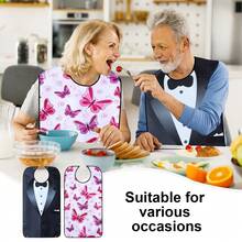 1pc/2pcs Fashionable Butterfly Pattern Apron, Multiple Designs, Clothing Protector, Foldable Bottom Pocket, Crumb Catcher, Dual Layer, Suitable For Adults, Elderly, And Caregiving - Multicolor - View 5