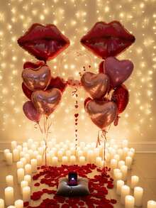 19pcs/Set Valentine's Day Party Decorations, 24" Clear Latex Balloons, Giant Red Lip/Mouth Foil Balloons, 18" Red/Pink/Rose Gold Heart Balloons, 5" Pink Latex Balloons, For Engagement, Proposal, Confession, Galentine's Day, Bachelorette Party, Room Decor, Photo Backdrop - View 5