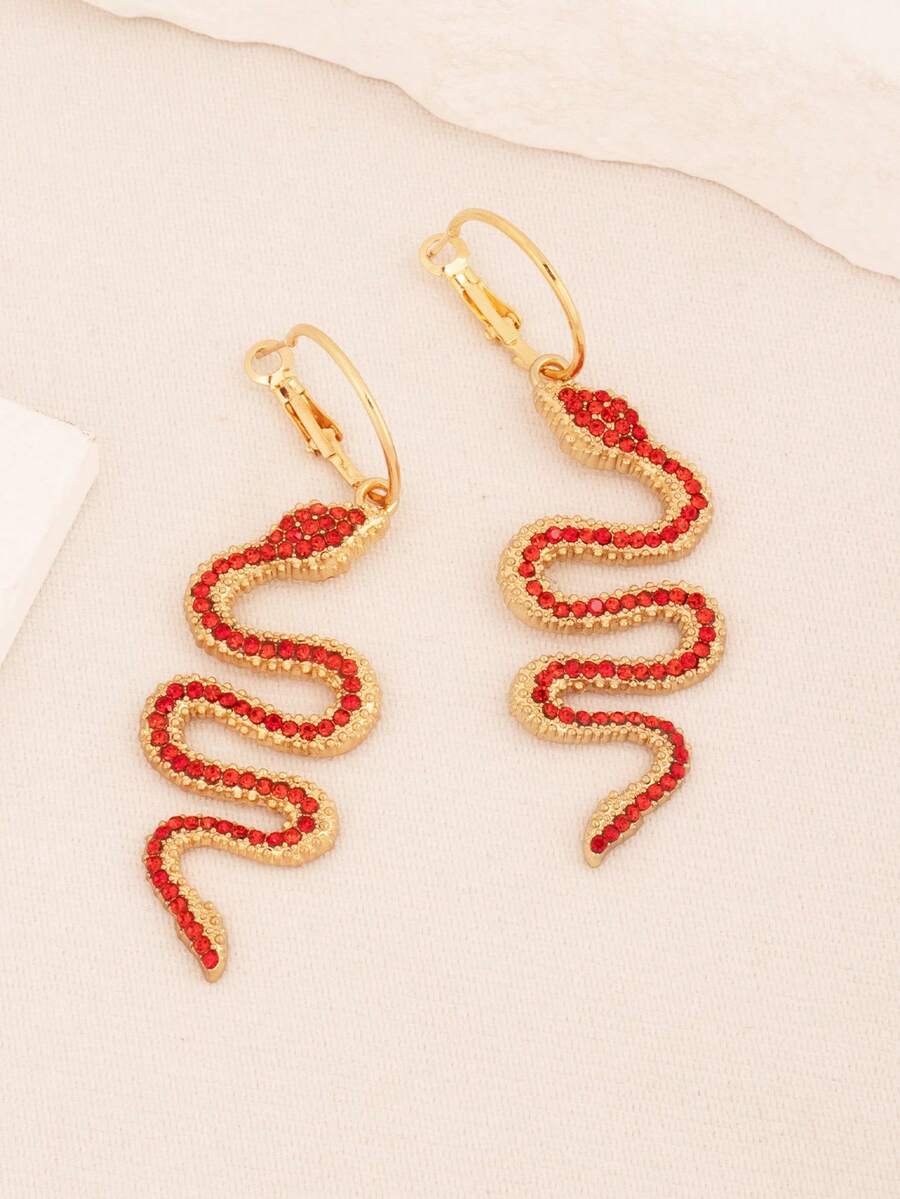 1 Pair Retro Snake Shaped Earrings, Exaggerated Personalized S-Shaped Snake Earrings With Full Rhinestones, Fashionable Niche Earrings Suitable For Daily Wear, Parties, And Gift Giving