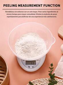 Báscula de cocina electrónica portátil con función de tara, capacidad de 5 kg/11 libras, 3 unidades de medición (g/oz/libras), base antideslizante, alimentada por batería (incluso AAA) - Diseño compacto para uso doméstico y restaurante, plástico apto para alimentos, básculas de cocina para alimentos, pesaje de restaurantes, modernos utensilios de cocina, cuerpo de plástico duradero. - Blanco - Ver 5