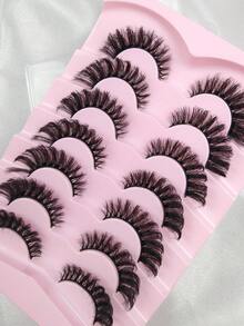 Hinarin 7 Pairs D-Curl Fluffy Cat Eye Natural Mink Lashes, Thick & Long Fox Eye Strip Lashes, Eyelash Extension Look, Suitable For Fashionable Girls & Women - Cat Eye Lashes - View 5