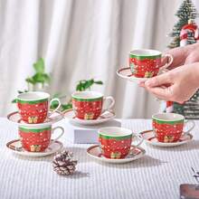 MBB Christmas Teacup And Saucer Set Ceramic Espresso Coffee Mug With Saucer Festive Serveware Holiday Gift Christmas Cup Charming Holiday Design Versatile Drinkware Elegant Holiday Theme Prints Finish U-Shape Memorable Holiday Gift Dishwasher And Microwave , 3 Oz Or 6 Oz Porcelain Cup For Tea, Coffee, Espresso - Christmas Tree, Holly & Red Berries Holiday Accents - Holiday Collection Design For Gifting - Multicolor - View 7