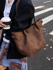 Bolsa vintage fosca de grande capacidade, nova bolsa de ombro versátil para deslocamento, bolsa tote moderna para mulheres