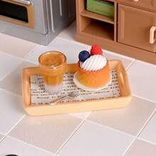Dollhouse Miniature Food Play Coffee Sandwich Cake Beverage Set Mini Restaurant Breakfast Afternoon Tea Desktop Decoration
