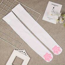 1 Pair Of Women's 3D Cat Paw Socks - Black Silicone Pink Cushion Cute Kawaii Fashion Accessories, Essential For Theme Events And Daily Wear, Soft Fabric Material, Durable Style, Role Play Collectible Socks - 黑色 - 查看 5