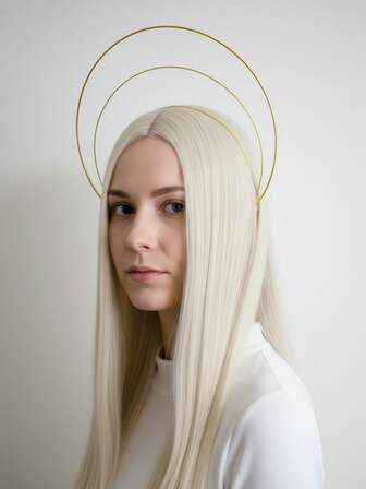 1件金色光环皇冠，三层设计 - 女神头饰，女王皇冠，新娘头饰，拍照创意晚宴皇冠，节日皇冠