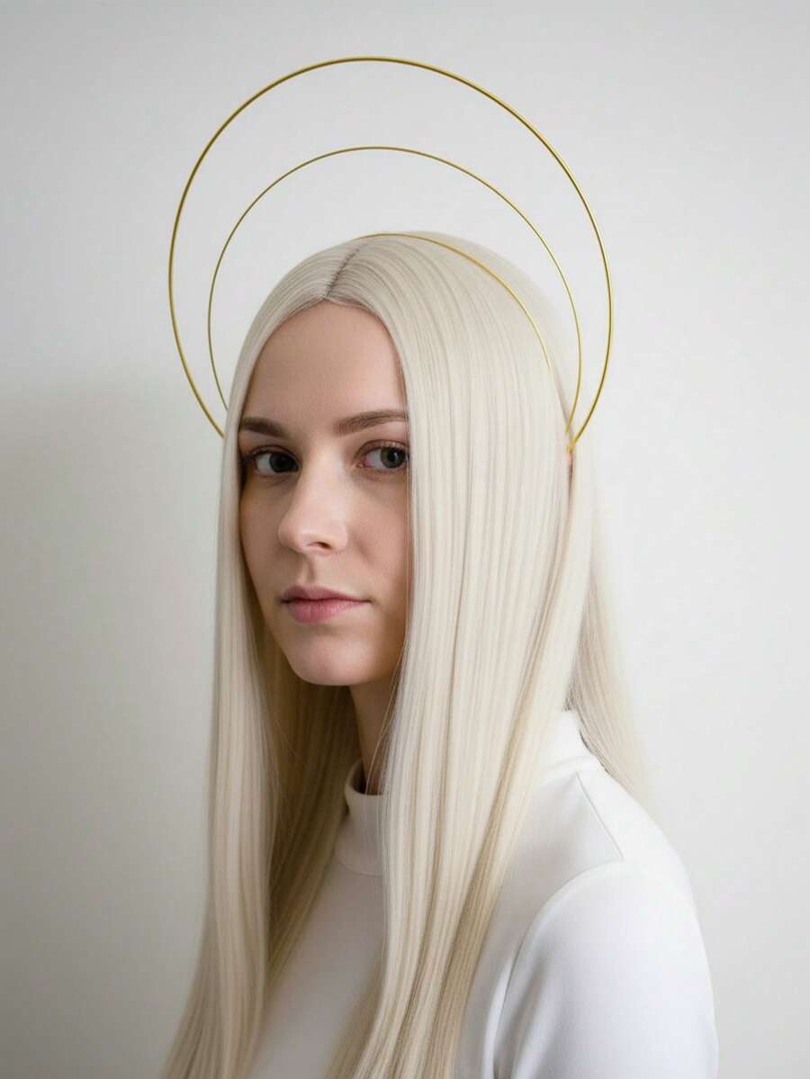 1pc Gold Halo Crown, 3-Tier Design - Goddess Headpiece, Queen Crown, Bridal Headpiece, Photo Shoot & Party Tiara, Festival Crown