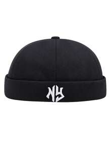 1pc Men's New York Letter Print Newsboy Cap, Distressed Washed Personalized Flat Top Hat, Suitable For Streetwear And Everyday Wear, All Seasons