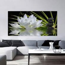 1 pictură pe pânză cu tematică de lotus vibrantă - Artă modernă - Ideală pentru decorul dormitorului, camerei de zi și coridorului - Seninătate emoțională, temă de iarnă, accent perfect pentru casă și idee de cadou