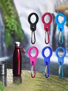 Gancho de aluminio resistente y cierre de con hebilla de goma, correa, utilizado para asegurar botellas de agua - Perfecto para acampar y hacer senderismo, con 11 colores para elegir, el mejor regalo para entusiastas de los viajes, equipo de montañismo para colgar botellas de agua, hebilla de silicona para botellas de agua mineral, hebilla de silicona para botellas de agua de escalada (se envían aleatoriamente los colores de gancho + correa)